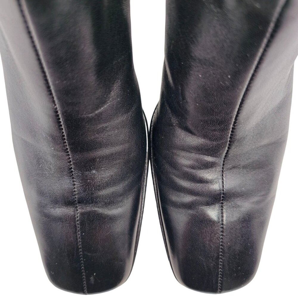 Ferragamo Italy Womens 8.5 4A Narrow Black Leather Dress Shoes Zip Ankle Boots - Picture 11 of 12
